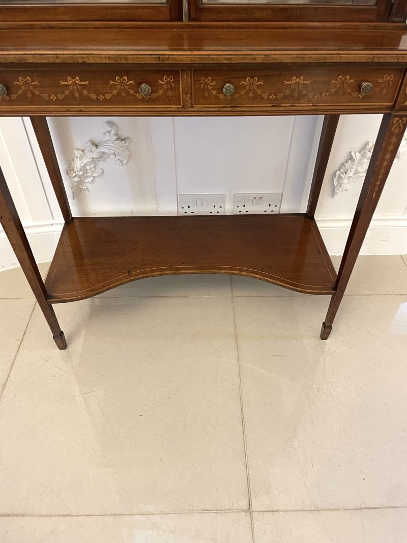 Outstanding Quality Antique Victorian Mahogany Inlaid Display Cabinet - Image 8